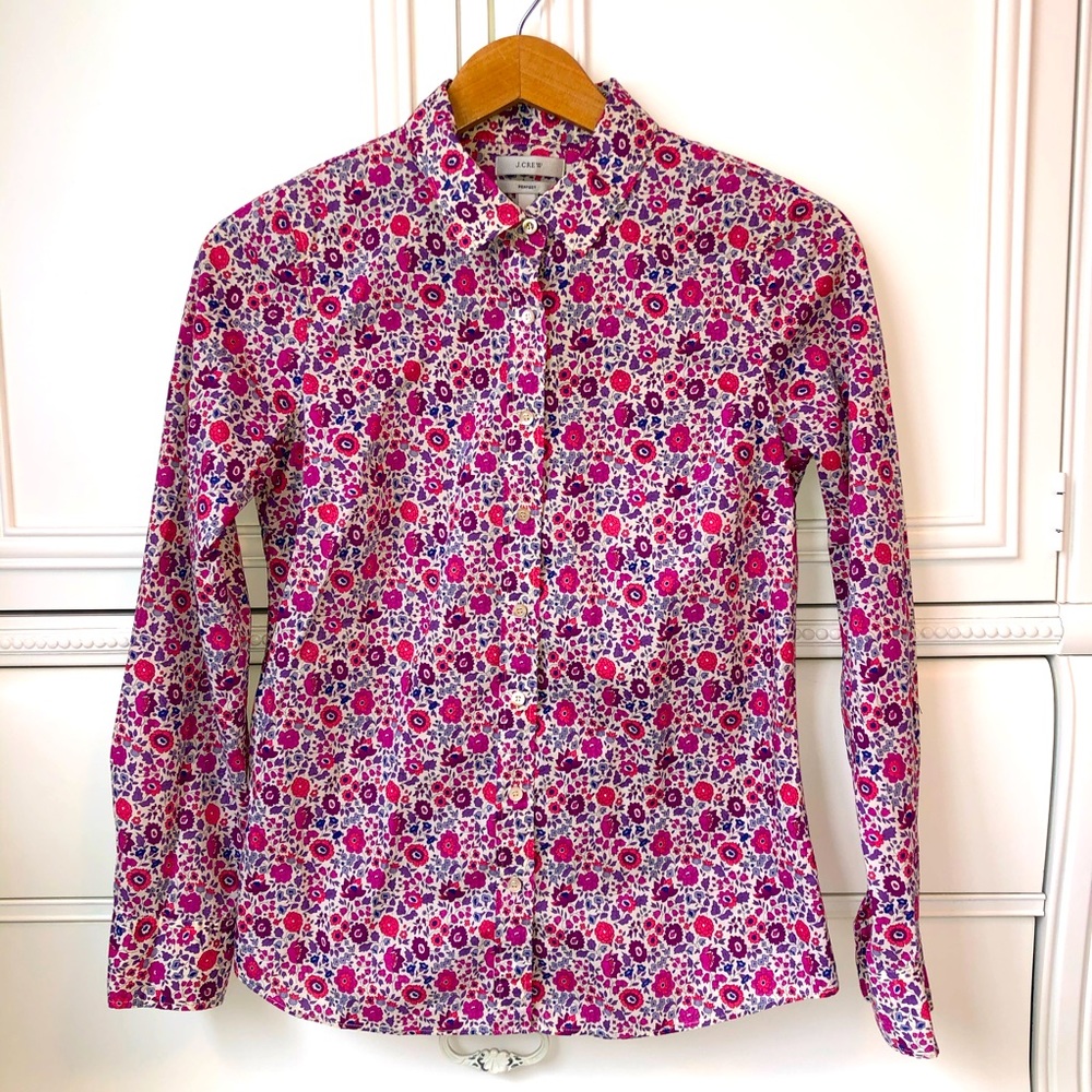 J.Crew Perfect Shirt Floral Print Blouse